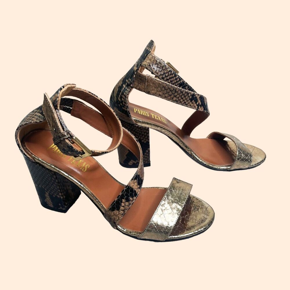 Paris Texas Snake Strappy Sandals